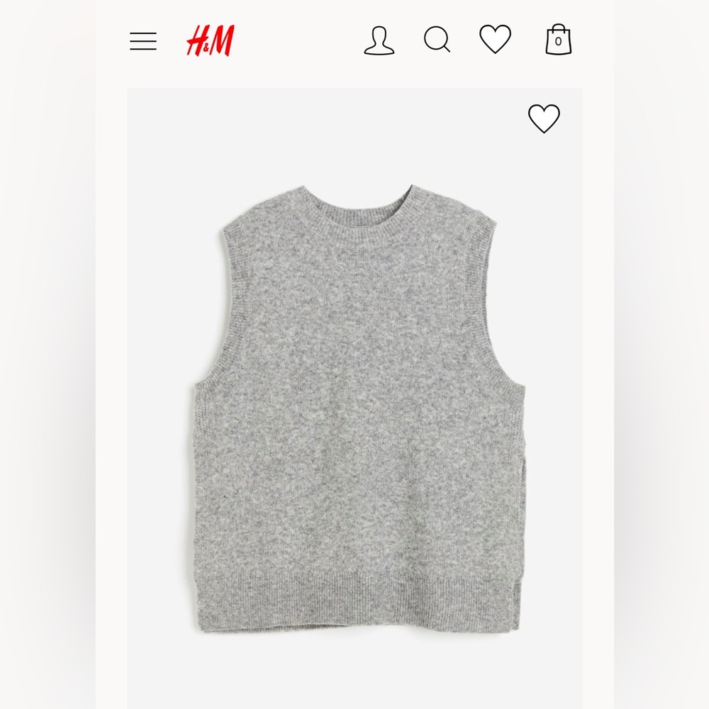 H&M Gray Sweater Vest, size XS